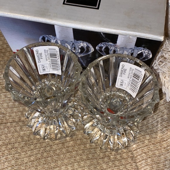 🕯️ NWT Mikasa Vintage Diamond Fire Pair of Candle Holders - Picture 7 of 14
